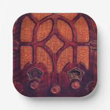 Antieke radio hout art deco kathedraal bruin