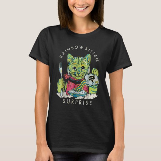 Antieke Rainbow Kitten Surprise Kat T-shirt (Voorkant)