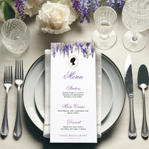 Antieke Regency Dame Paarse Wisteria Bruidsmeisjes Menu