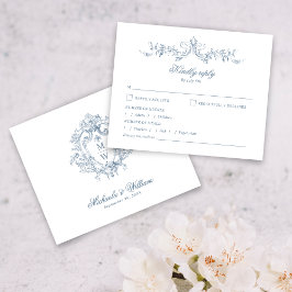 Antieke Regency Initialen Wapen Huwelijks RSVP