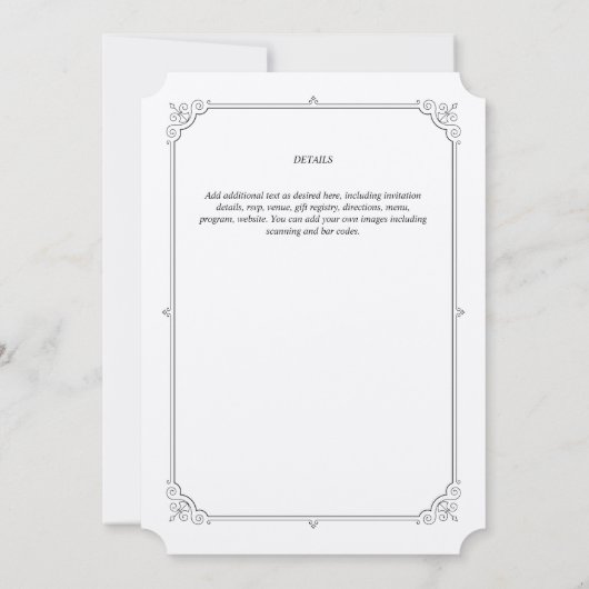 Antieke Regency Kraft Trouwuitnodigingen Kaart (Achterkant)