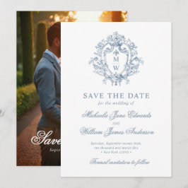 Antieke Regency Monogram Wapen & Foto Huwelijk Save The Date