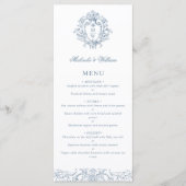 Antieke Regency Monogram Wapen Huwelijk Elegant Menu (Voorkant)