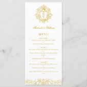 Antieke Regency Monogram Wapen Huwelijk Elegant Menu (Voorkant)