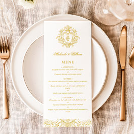 Antieke Regency Monogram Wapen Huwelijk Elegant Menu