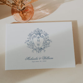 Antieke Regency Monogram Wapen Huwelijk Gastenboek