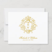 Antieke Regency Monogram Wapen Huwelijks RSVP (Voorkant)