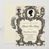 Antieke Regency Rococo Bruiloftsfeest Theepartij Kaart (Voorkant / Achterkant)