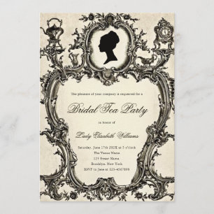 Antieke Regency Rococo Bruiloftsfeest Theepartij Kaart