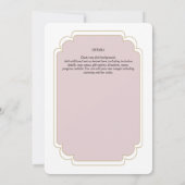 Antieke Regency Stof Roze Gouden Trouwfeest Kaart (Achterkant)