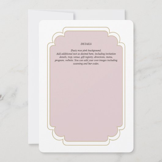 Antieke Regency Stof Roze Gouden Trouwfeest Kaart (Achterkant)
