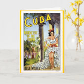 Antieke Reis Card Cuba Kaart (Gele Bloem)