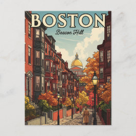 Antieke reis naar Boston Beacon Hill Briefkaart