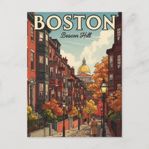 Antieke reis naar Boston Beacon Hill Briefkaart