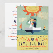 Antieke Reis Zeilboot Strand Bruiloft Bewaar Datum Save The Date (Voorkant / Achterkant)