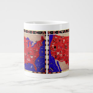 Antieke reisgidskaart van de Verenigde Staten van  Grote Koffiekop