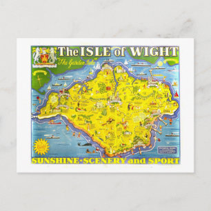 Antieke Reisplattegrond voor Isle of Wight Briefkaart