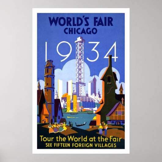 Antieke Reisposter Chicago World's Fair 1934 Poster (Voorkant)