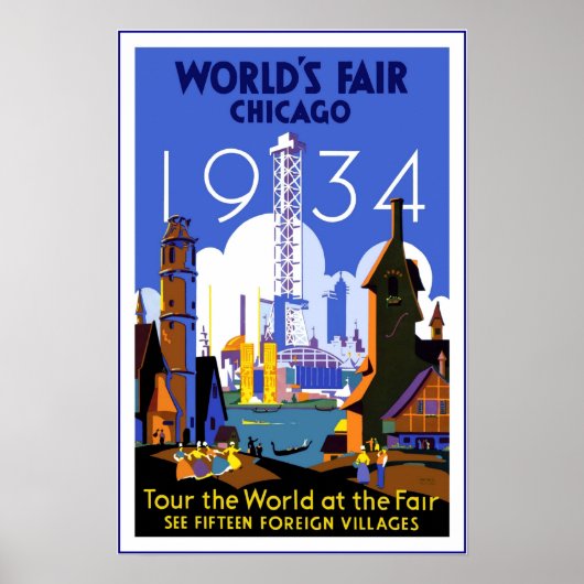Antieke Reisposter Chicago World's Fair 3 1934 Poster (Voorkant)