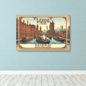 Antieke reisposter Leeds Engeland Canvas Afdruk (Insitu (Houten vloer))