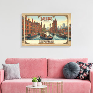 Antieke reisposter Leeds Engeland Canvas Afdruk