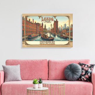 Antieke reisposter Leeds Engeland Canvas Afdruk