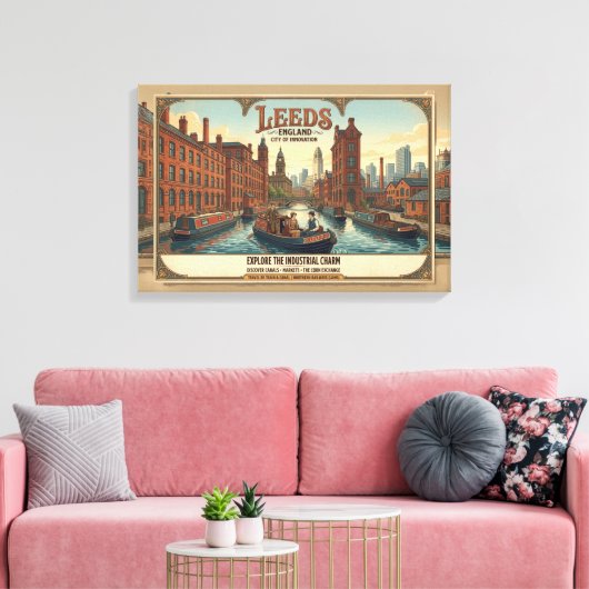 Antieke reisposter Leeds Engeland Canvas Afdruk (Insitu (Woonkamer))
