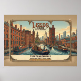 Antieke reisposter Leeds Engeland Poster