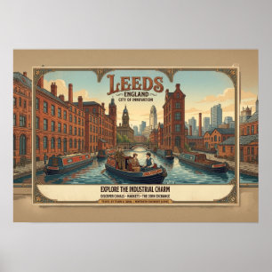 Antieke reisposter Leeds Engeland Poster