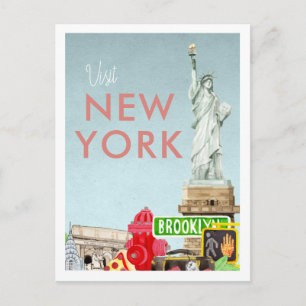 Antieke Reisposter   New York Briefkaart