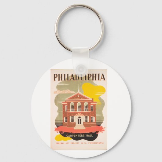 Antieke reisposter Philadelphia Sleutelhanger (Voorkant)