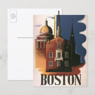 Antieke reisposter uit Boston, Massachusetts Briefkaart
