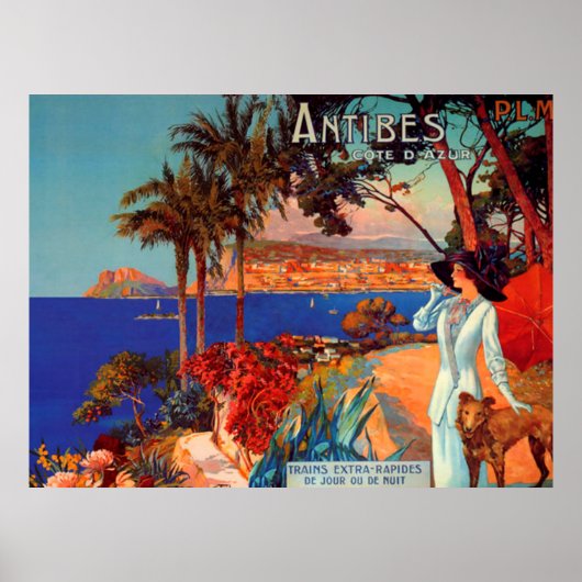Antieke reisposter van Antibes Cote D'Azur Poster (Voorkant)