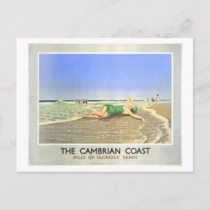 Antieke reisposter van de Cambrian Coast Briefkaart