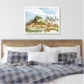 Antieke reisposter van San Francisco Bay Ferryboot Canvas Afdruk (Insitu (Slaapkamer))