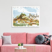 Antieke reisposter van San Francisco Bay Ferryboot Canvas Afdruk (Insitu (Woonkamer))