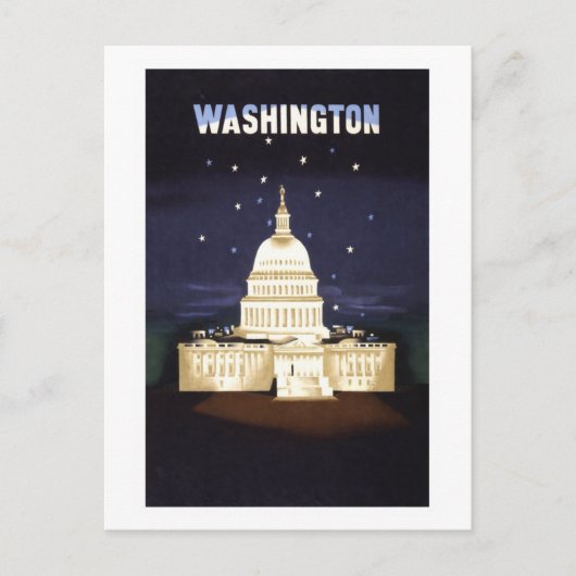 Antieke reisposter van Washington, D.C. Briefkaart (Voorkant)