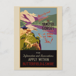 Antieke Reisposter Yangtsze China Postkaart