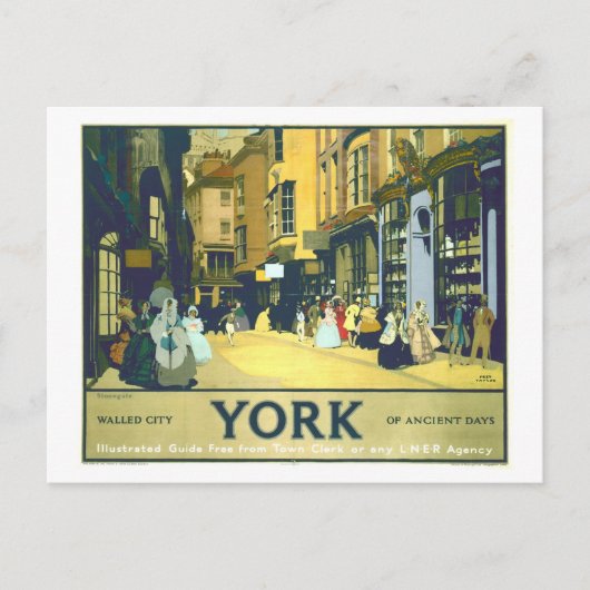 Antieke Reisposter York Briefkaart (Voorkant)