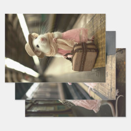 Antieke Reizende Muizen Decoupage Inpakpapier Vel
