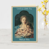 Antieke religieuze baby Maagd Maria kaart (Gele Bloem)