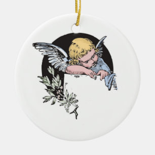 Antieke, religieuze engel, aanpasbaar keramisch ornament