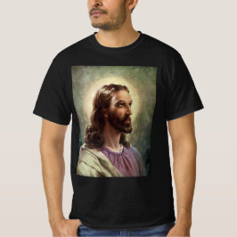 Antieke Religieuze, Jezus Christus Portret met Hal T-shirt