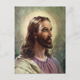 Antieke religieuze Jezus Christus portret met halo Briefkaart
