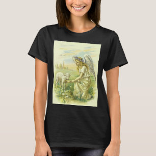 Antieke Religieuze Paas- Victoriaanse Engel met La T-shirt