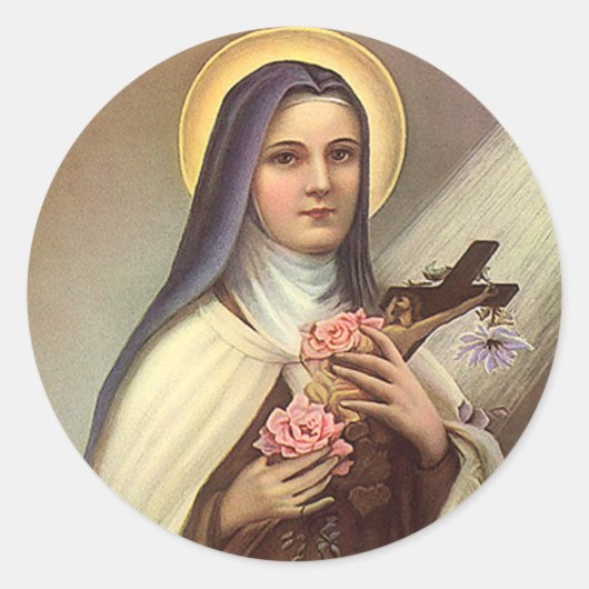 Antieke Religieuze Pasen, Non met Kruis Ronde Sticker (Voorkant)