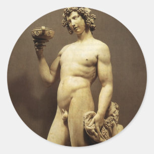 Antieke Renaissance Beeld Bacchus door Michelangel Ronde Sticker