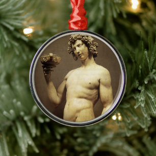 Antieke renaissancestandbeeld Bacchus van Michelan Metalen Ornament