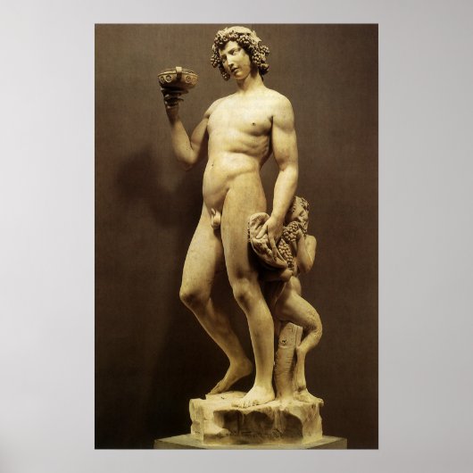 Antieke renaissancestandbeeld Bacchus van Michelan Poster (Voorkant)