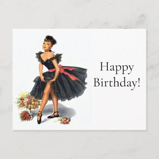 Antieke Retro Balletdanseres Jaren 50 Postkaart (Voorkant)